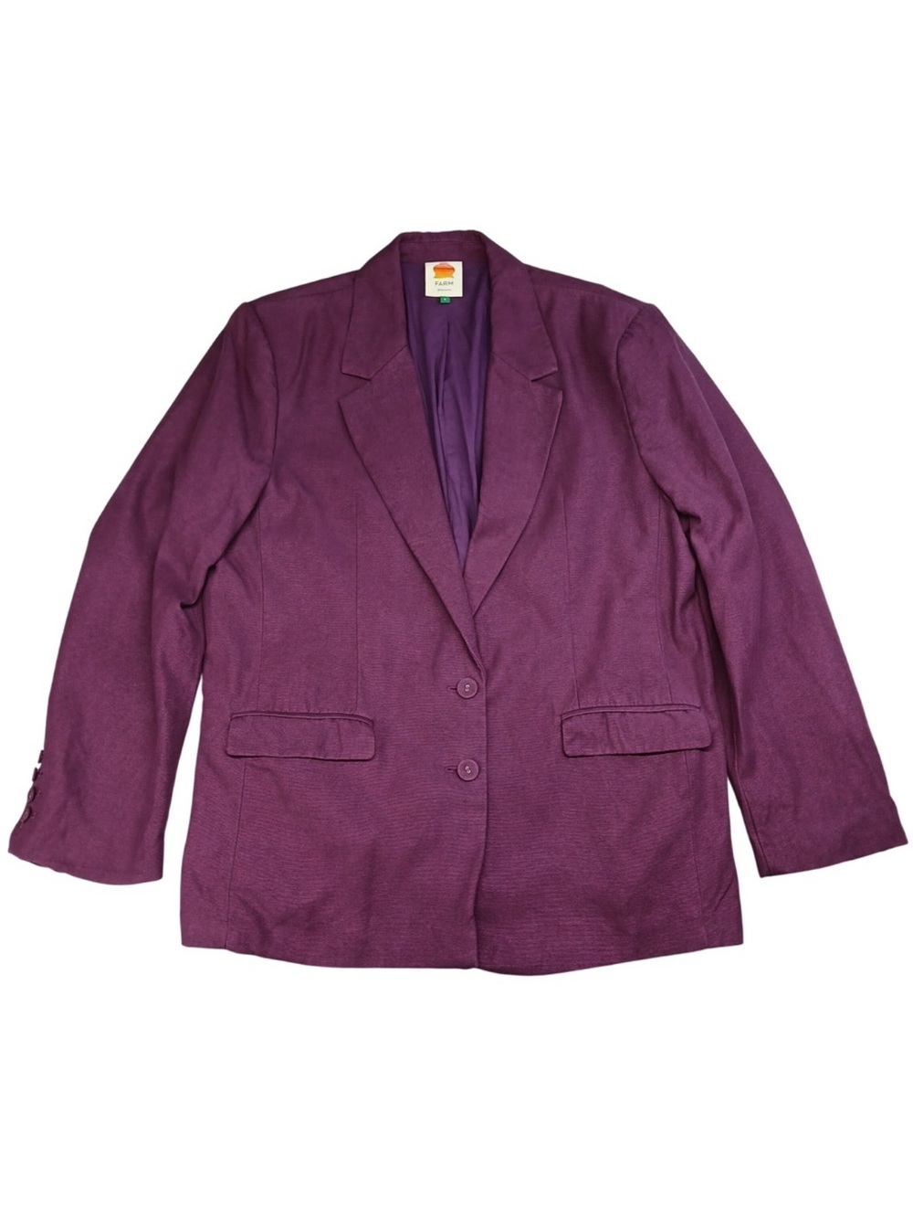 Farm Rio Lyocell and Cotton Blend Blazer in Plum Purple - Picture 3 of 13